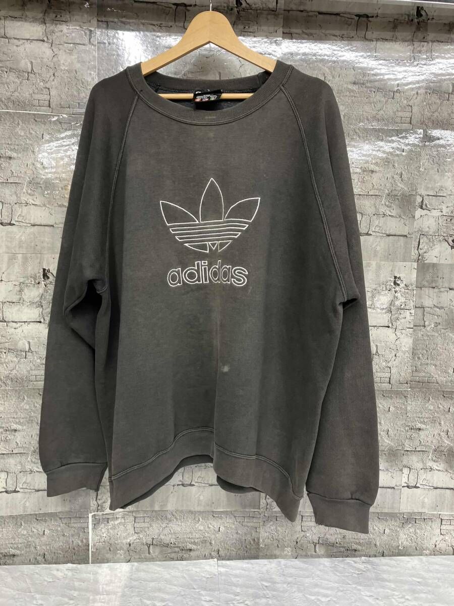 adidas スウェット80s トレフォイルロゴ USA製 フェード サイズL