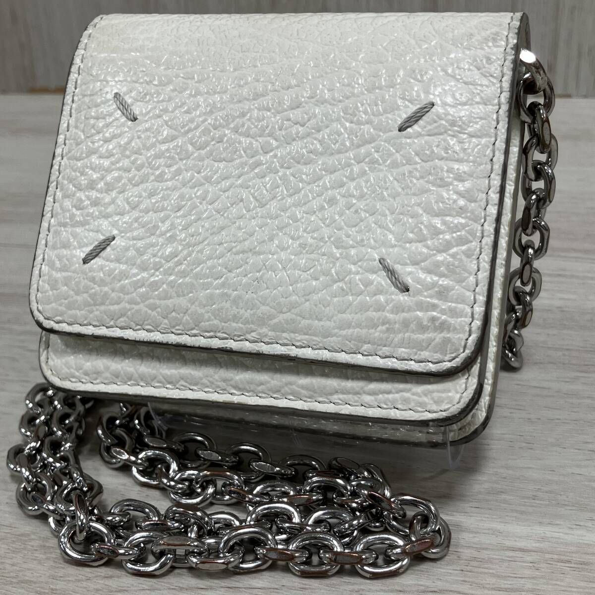 Maison Margiela/二つ折り財布/チェーンウォレット　ミニバッグ／※使用感考慮　メゾンマルジェラ　白　ホワイト　