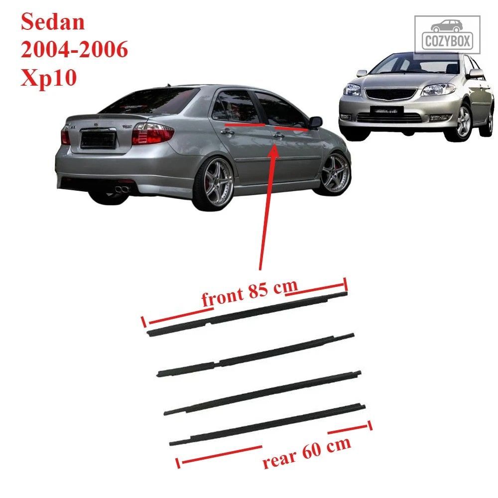 4 個アウトウィンドウラバー外側 Vios セダン 2004-2006 XP40 ガラスウェザー ストリ