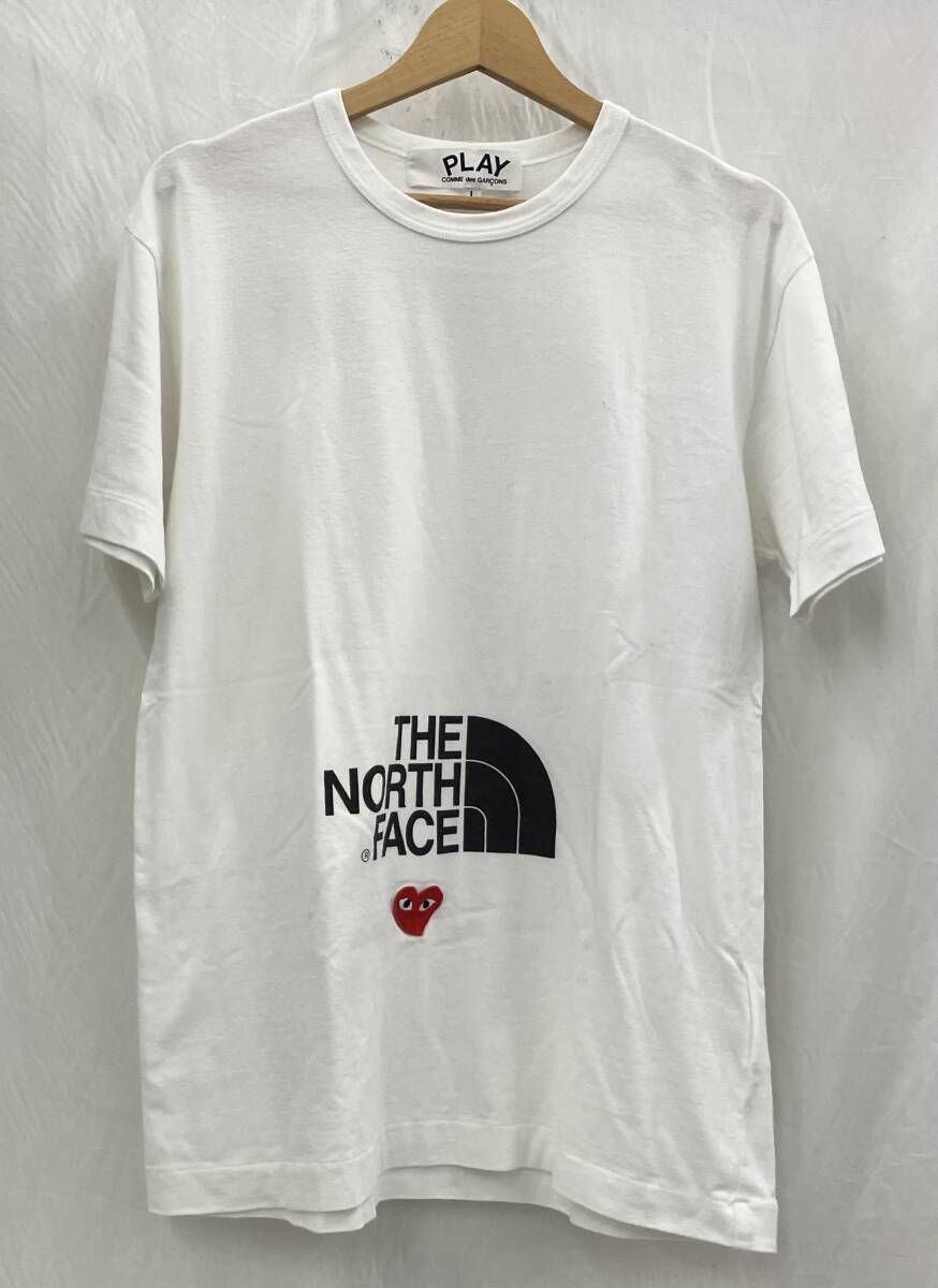 現状品 PLAY COMME des GARCONS / THE NORTH FACE コラボレーション　Tシャツ　AE- T202 ホワイト　Lサイズ