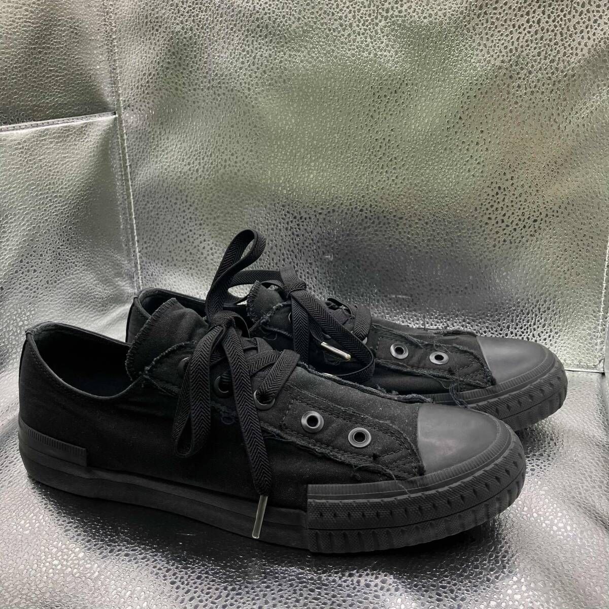 25SS YOHJI YAMAMOTO POUR HOMME スニーカー　CN CANVAS LOW TOP SLIP ON SNEAKER サイズ27 ブラック