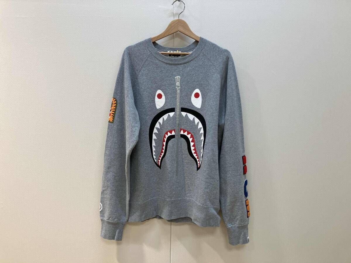 A BATHING APE アベイシングエイプ WGM SHARK SWT シャークスウェット トレーナー サイズXL 灰色 グレー 001SWC801016X メンズ