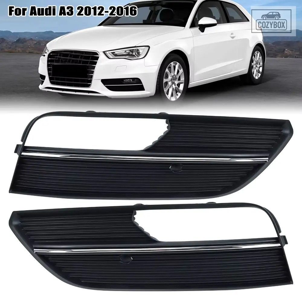 2個 車用 バンパー フォグライト グリル トリム カバー Audi A3 2012 - 16 車用フレー