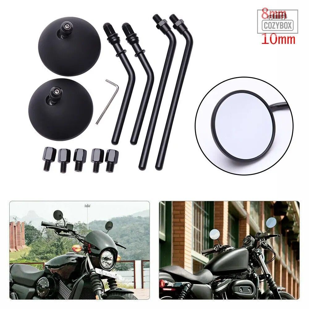 10mm 丸型オートバイリアビュー ミラー ブラック レトロ サイド ミラー トライアンフ