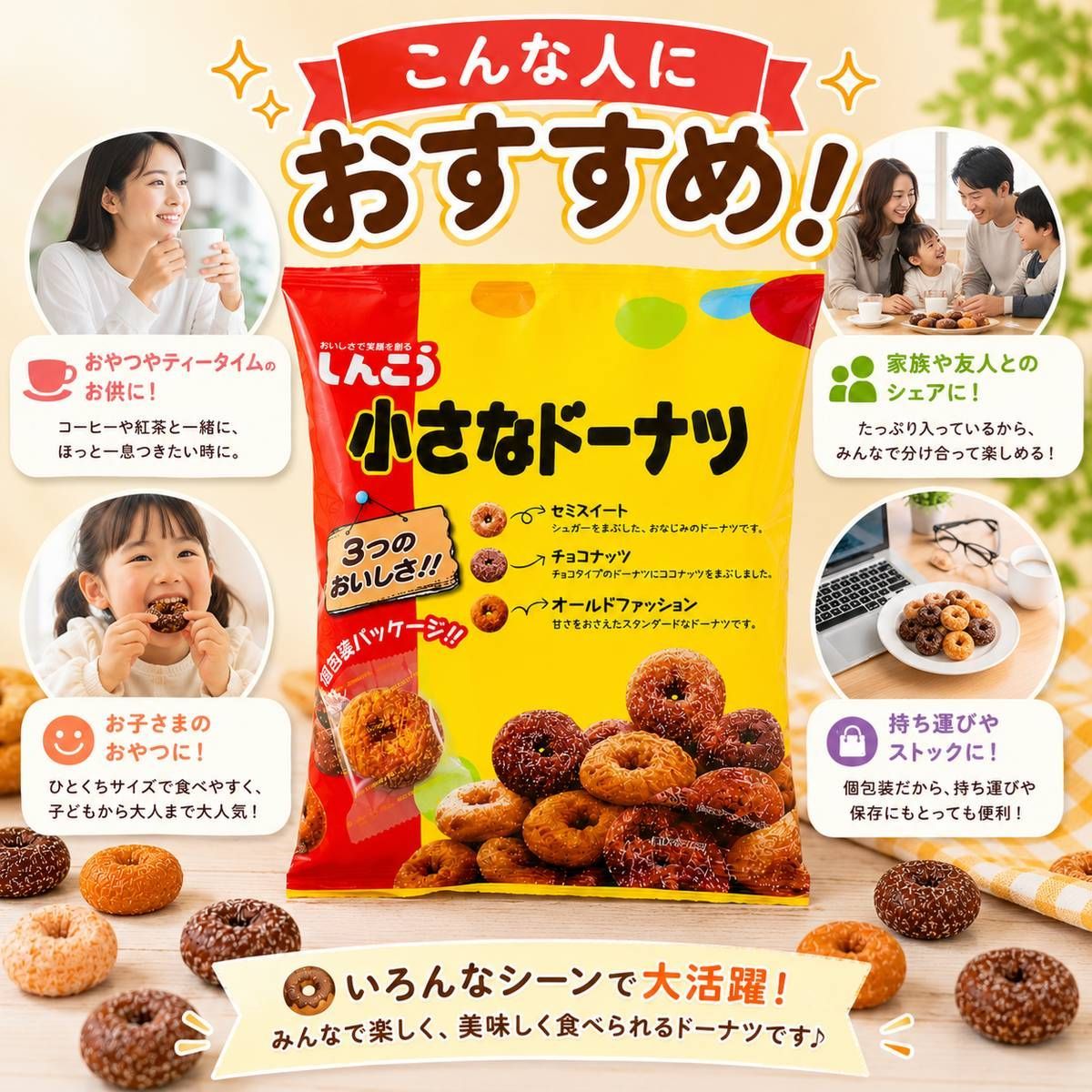 個包装ドーナツ 8袋×1箱 業務用 しんこう 小さなドーナツ - メルカリ