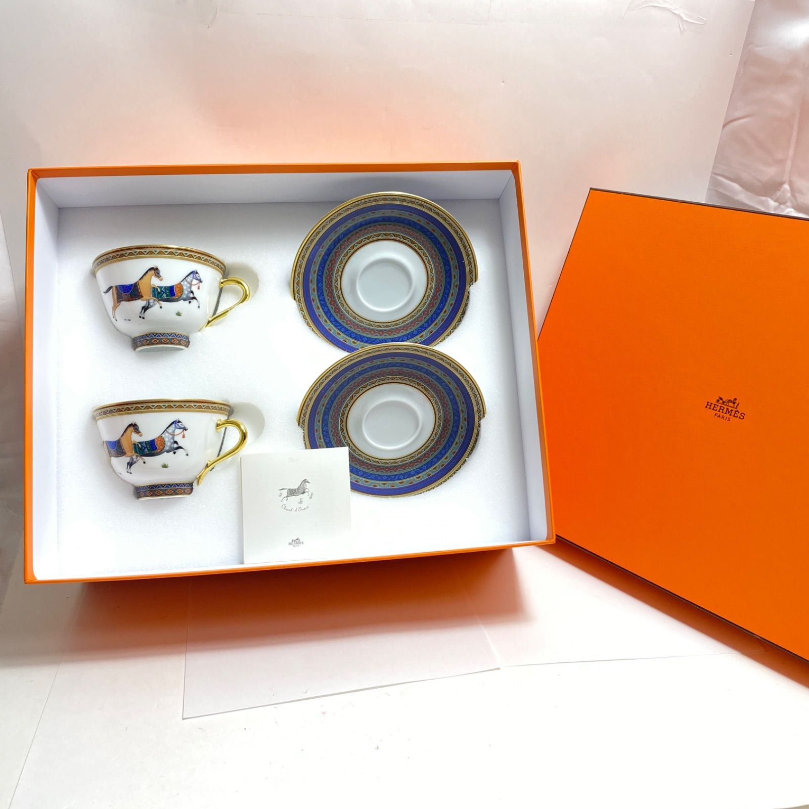 HERMES エルメス シュヴァルドリアン ティーカップ・ソーサーセット 2セット A052909 H