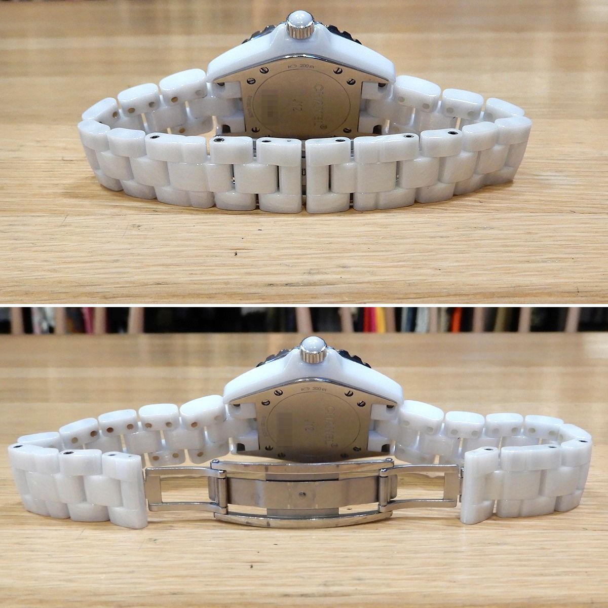 超美品 シャネル J12 センター&12Pダイヤ ホワイトセラミック クォーツ 