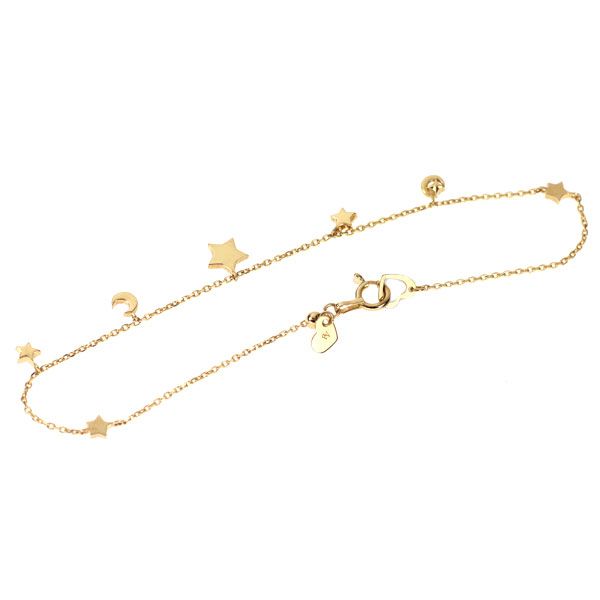 ポンテヴェキオ K18YG ダイヤモンド ブレスレット 0.07ct 星 月 スター