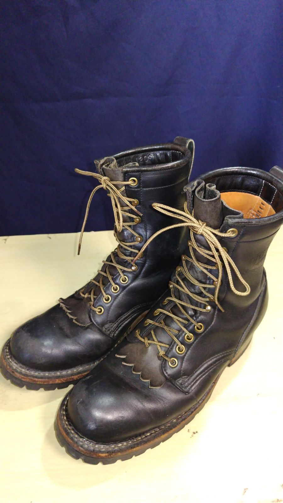 h221◆ White's Boots ホワイツブーツ ◆「スモークジャンパー」 White's Boots本革 黒色 紐 サイズ表記10 1/2B 28cm
