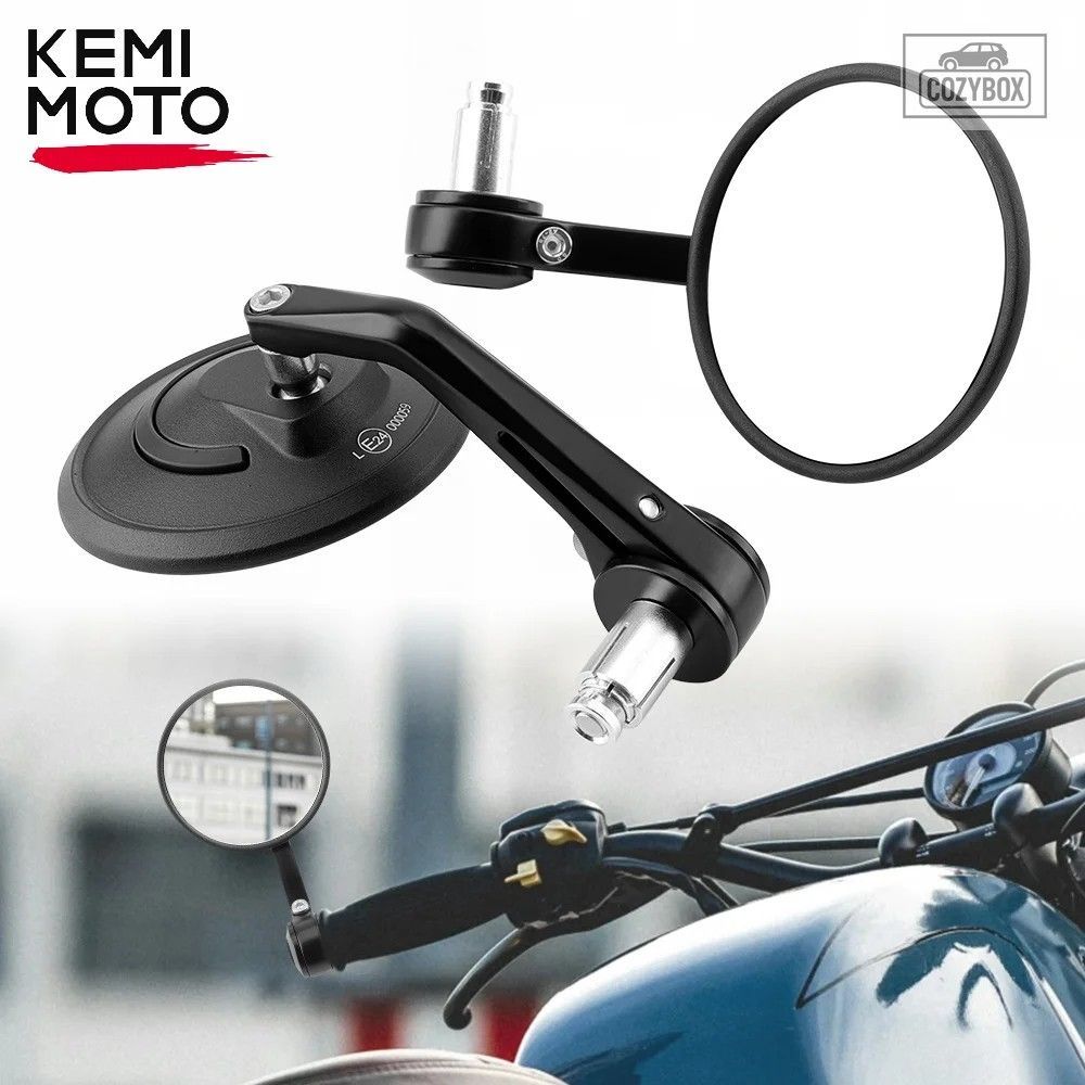 オートバイ サイド ミラー E24 7/8インチ 22mm Eマーク ラウンド オートバイバーエン