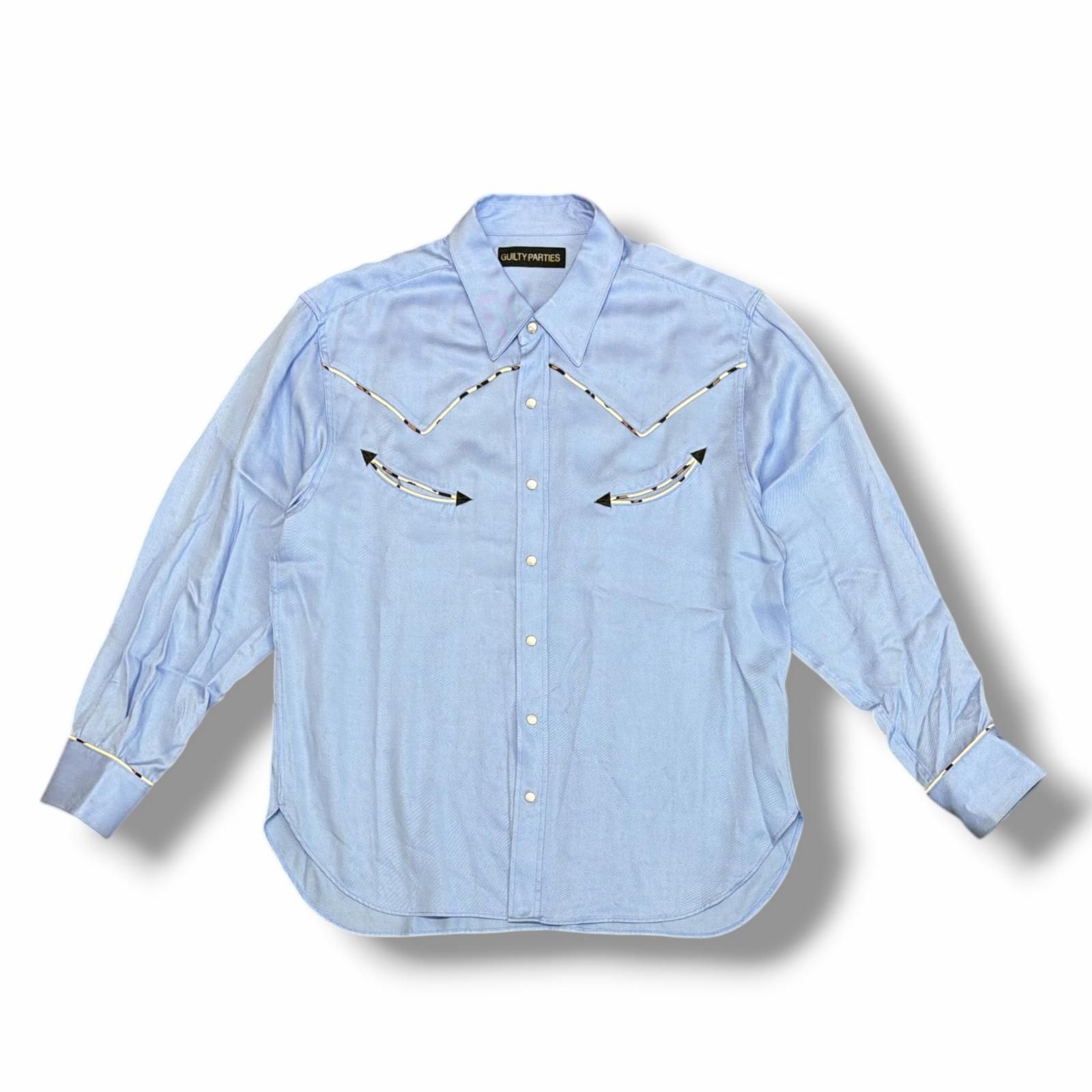 参考上代40700円 WACKO MARIA 24AW WESTERN SHIRT L/S ウエスタンシャツ 長袖 ワコマリア 24FW-WMS-WS01 ブルー L （18759M）