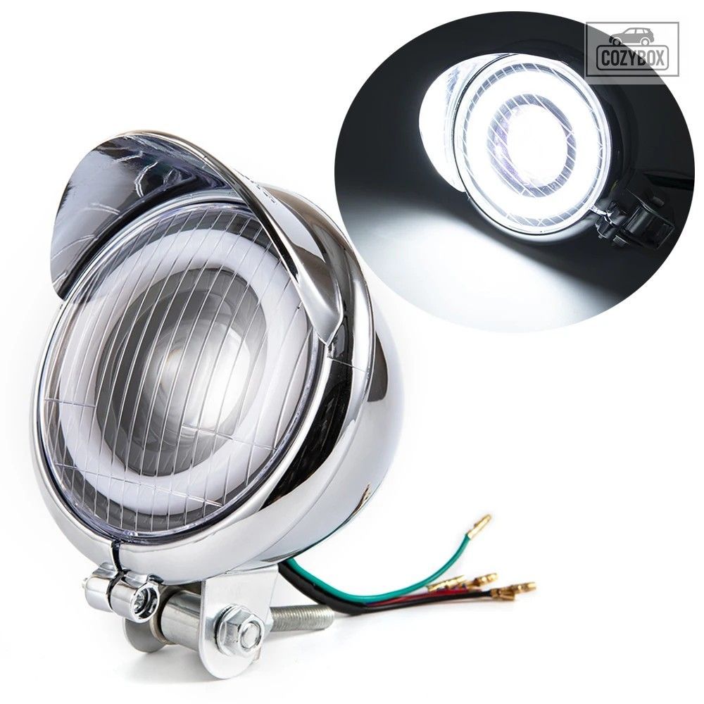 オートバイクローム LED フロント ヘッドライト スポット フォグライト エンジェル
