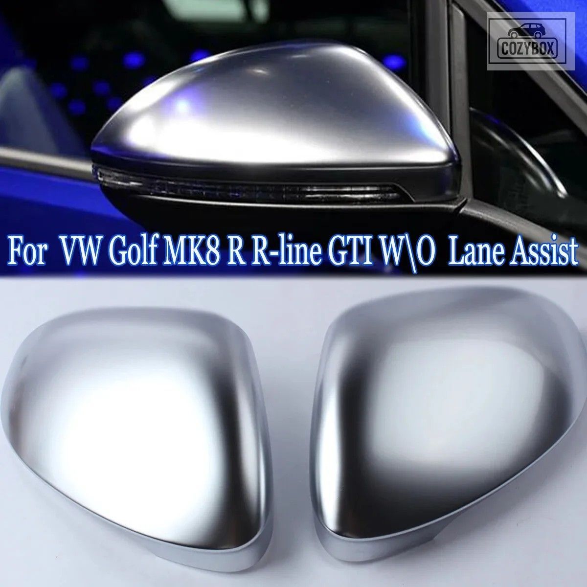 シルバー バック ミラー サイド ミラー カバー VW ゴルフ 8 MK8 VIII R R-line GTI GT