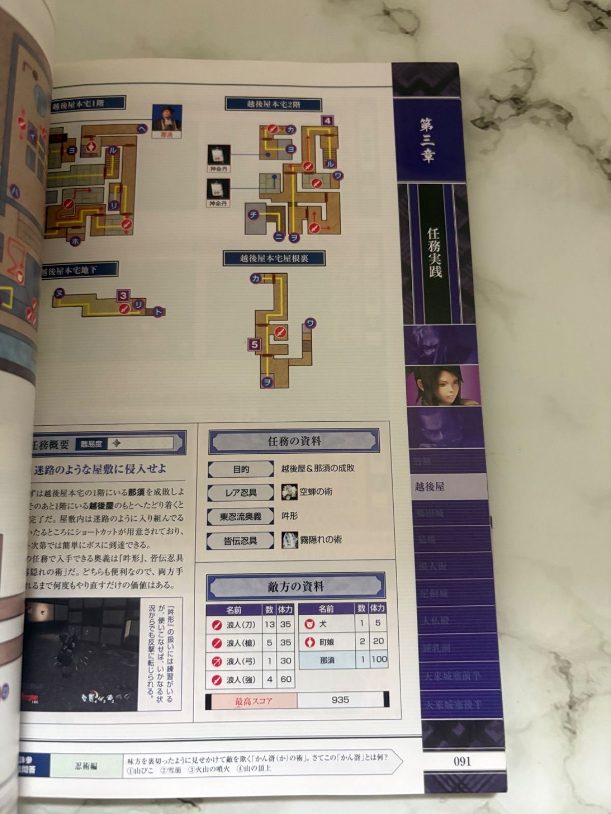 初版本】 天誅参 公式コンプリートガイド 〜忍術皆伝〜 ソフトバンク