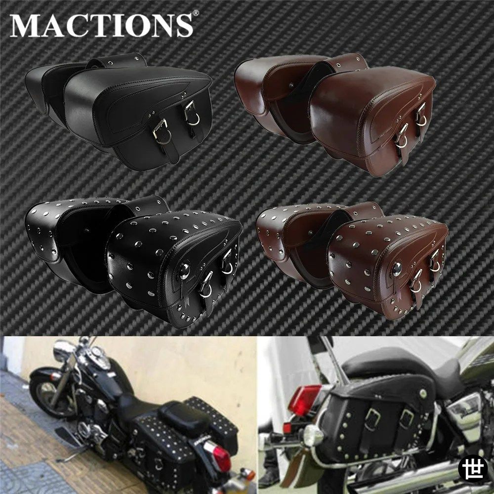オートバイ防水レザーサイドツールラゲッジバッグサドルバッグポーチブラック/ブラウンホンダハーレーXLカワサキ用