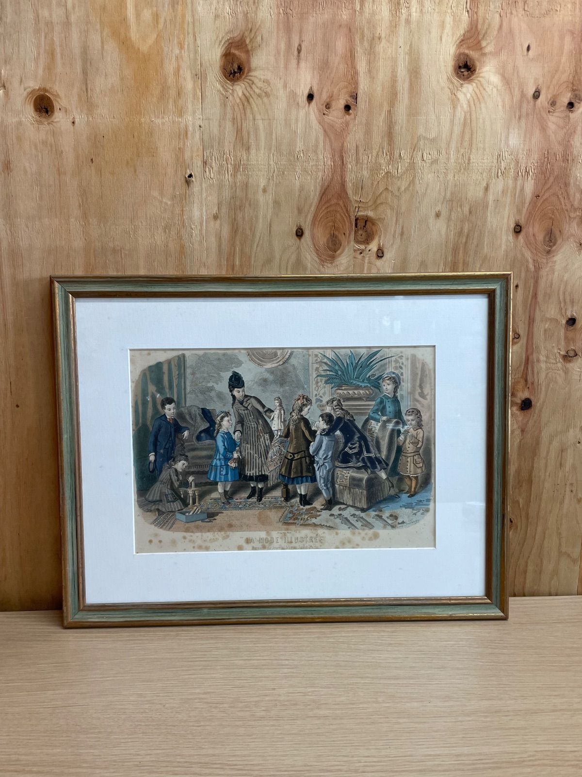 【19世紀希少】ラ・モード・イラストレ　ダブルプレート　手彩色版画 　額装