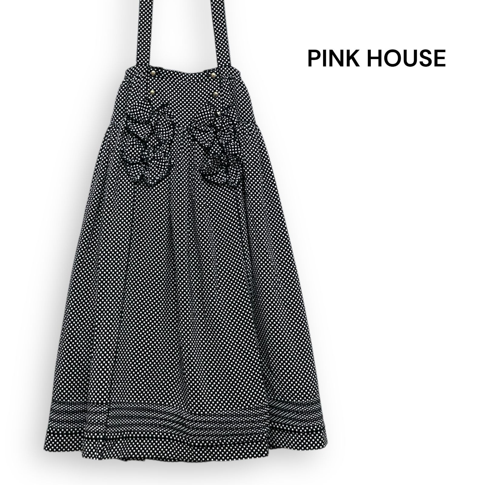 PINK HOUSE ピンクハウス フラワーモチーフ ドット ジャンパースカート