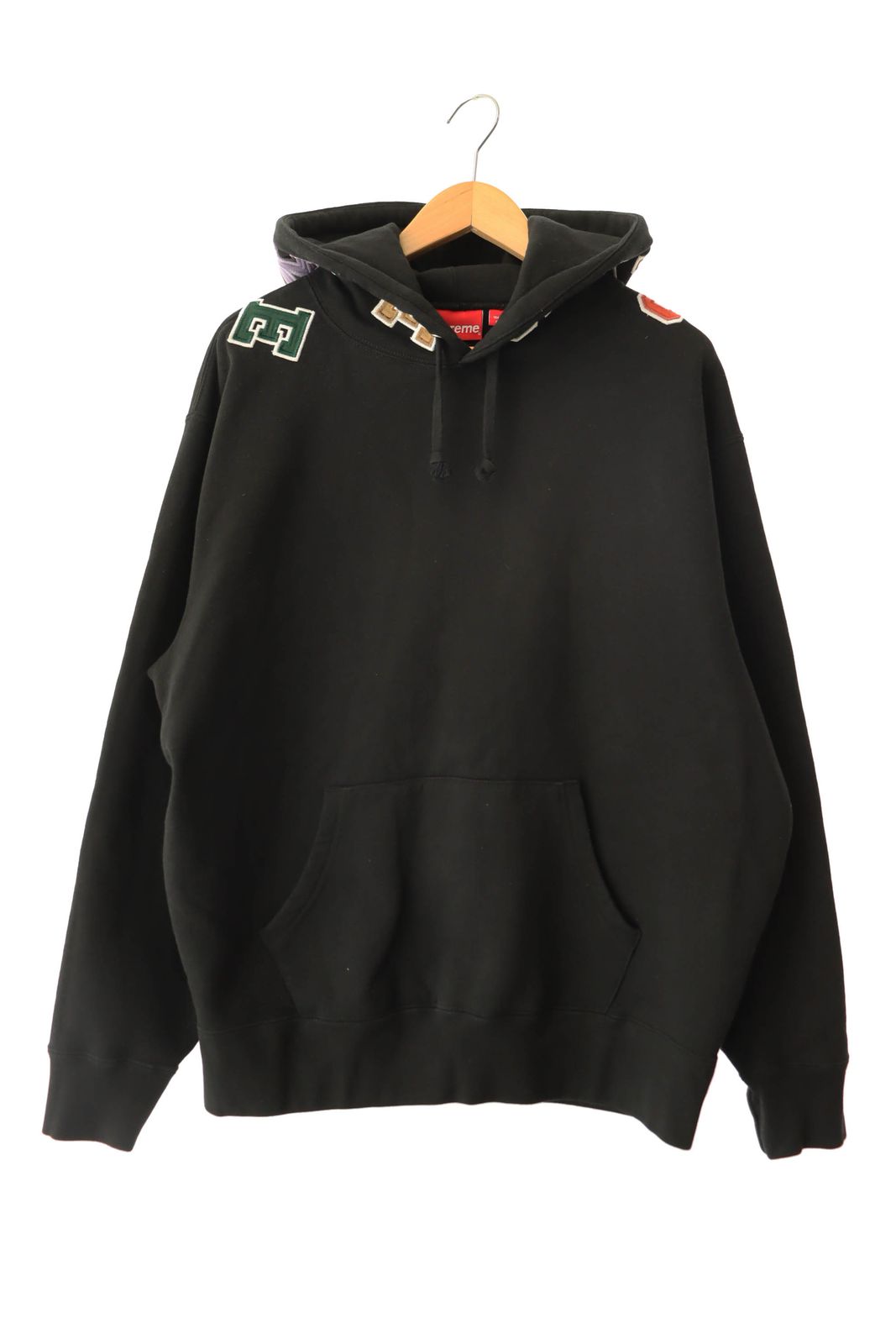 シュプリーム SUPREME 22AW Scattered applique Hooded Sweatshirt アップリケ フーデッド スウェットシャツ パーカー M 黒 ブラック ブランド古着ベクトル 中古 ☆AA★260621