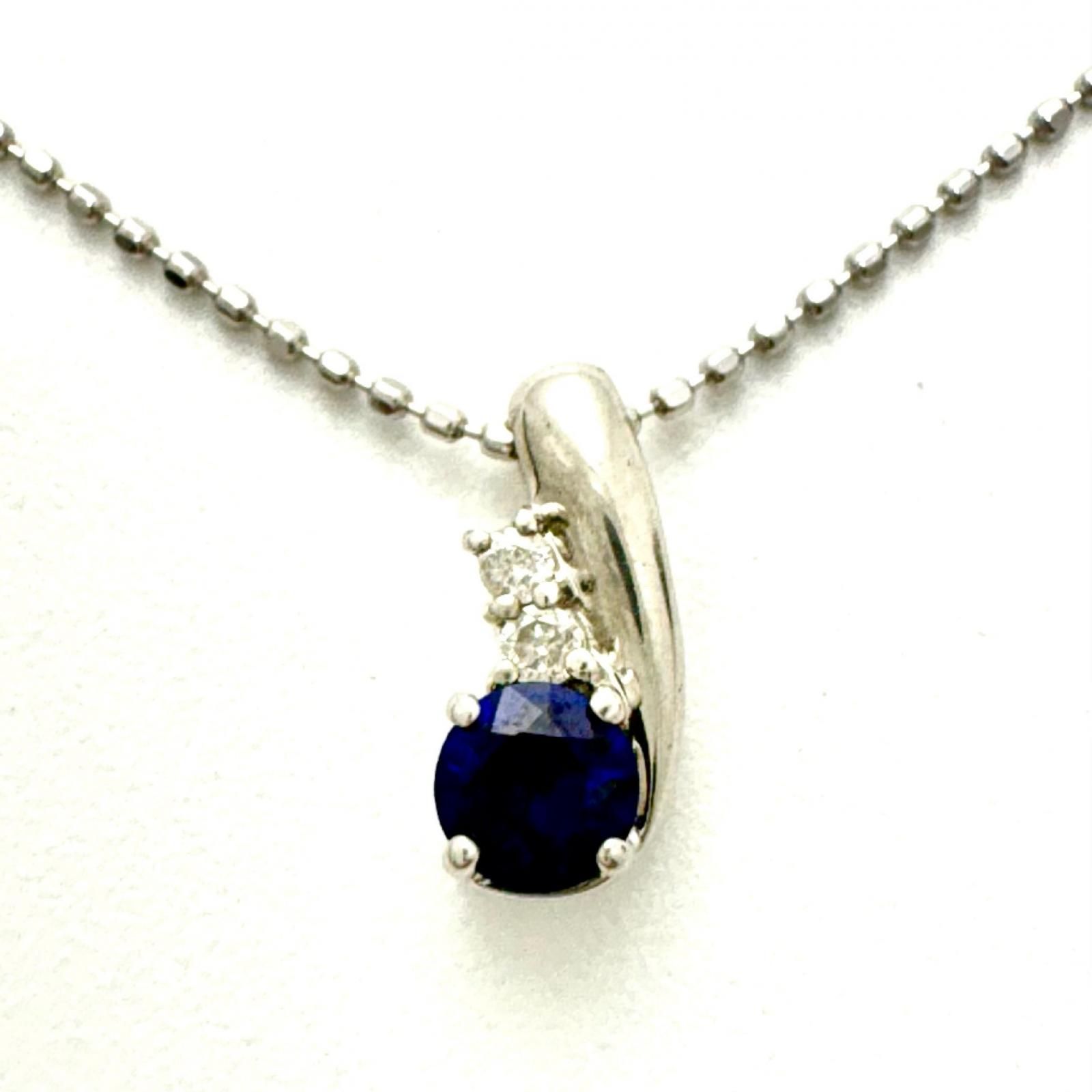 JEWELRY ジュエリー ジュエリー K10WG/S/D/1.8g ネックレス K10ホワイトゴールド/ダイヤモンド/サファイア レディース【中古】471
