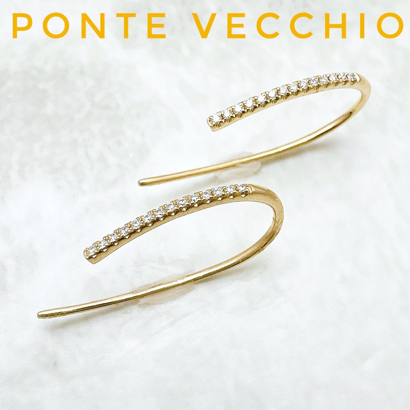 美品?Ponte Vecchio ダイヤモンド 0.03/0.03ct イエローゴールド ピアス U