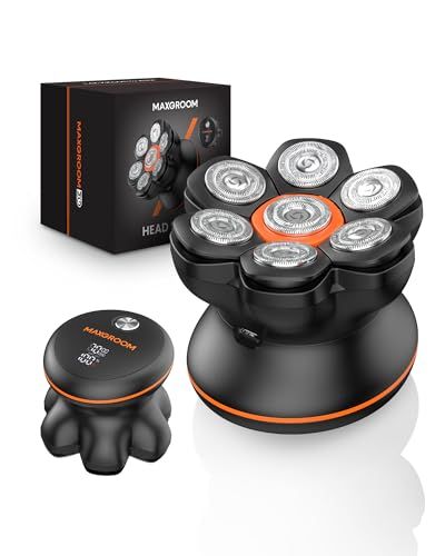 【新品】MAXGROOM スキンヘッド用シェーバー 7Dスキンヘッド シェーバー マグネット着脱式 7000RPM 高速モーター 電動シェーバー メンズ IPX6防水 乾湿両用 回転 ひげそり 髭剃り スキンヘッド用バリカン LEDディスプレ b7c97493