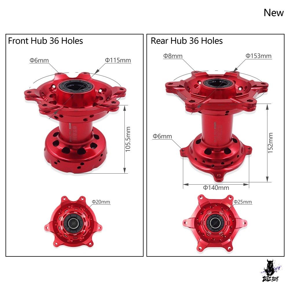 Honda CRF250R/450R CR125/250用 ホイールハブセット 36/32穴