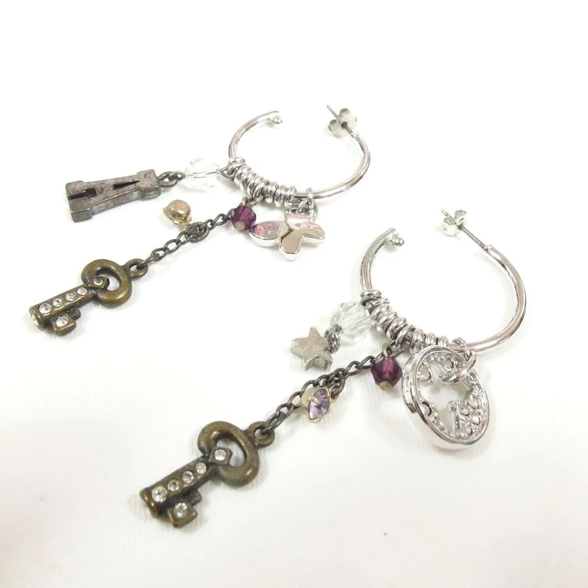 ANNA SUI Anna Sui butterfly key motif hoop earrings
