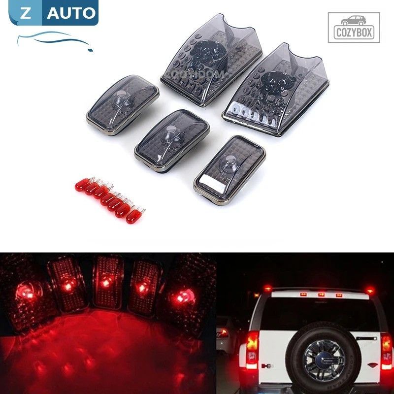 ハマーH2 SUV SUT 2003-2009 ルーフキャブマーカー カバー用赤色 LED 電球5個 T1