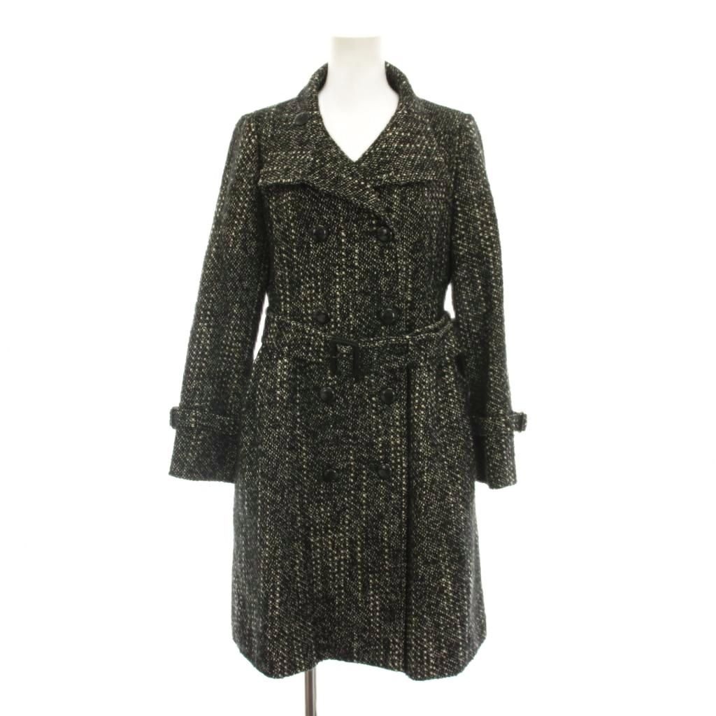 アクアスキュータム AQUASCUTUM ロングコート アウター 4 黒 ブラック ダブルブレスト 長袖 ベルト付き 1355330-99 /YM26