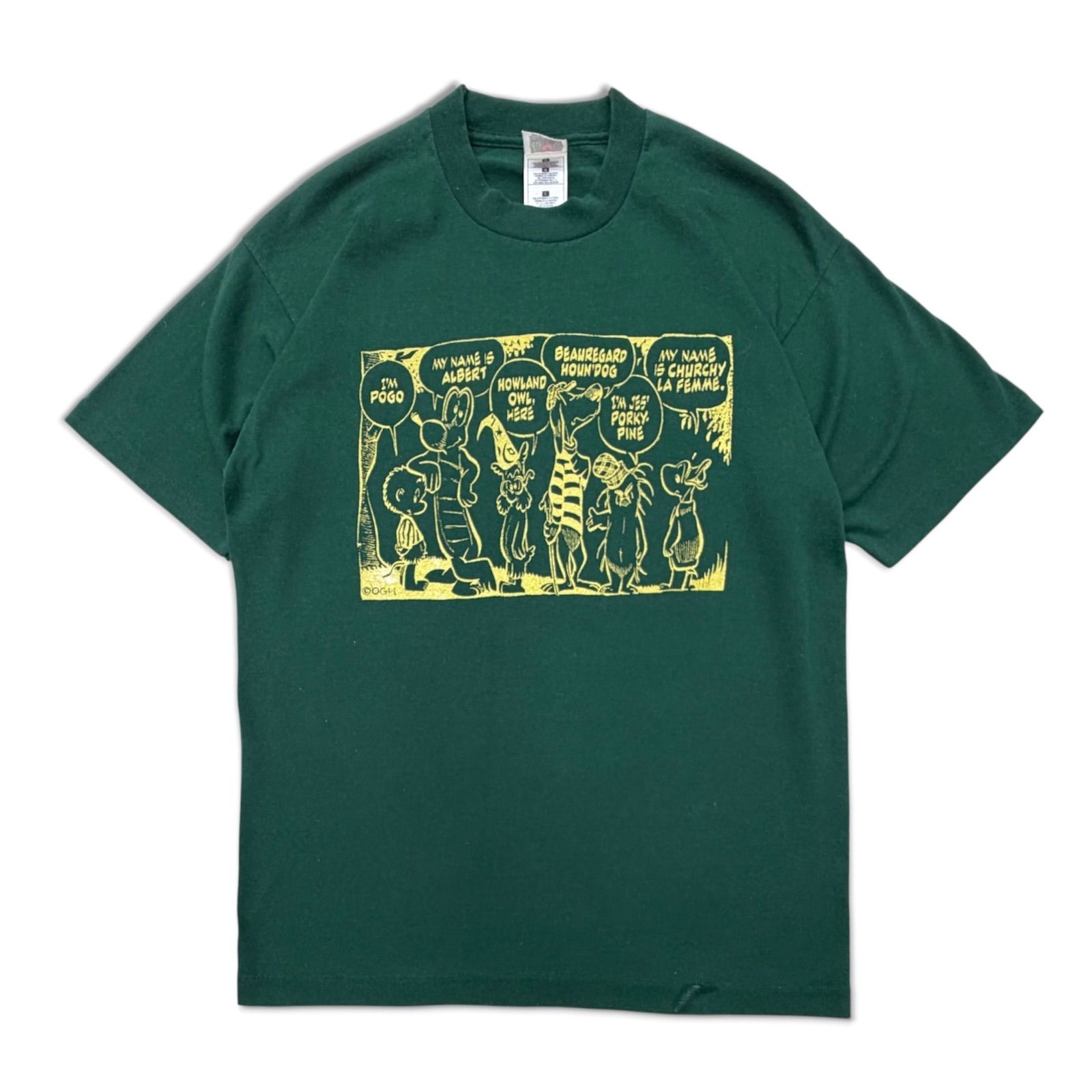 【POGO】90s vintage Tee Tシャツ　緑　シングルステッチ　アニメ　漫画