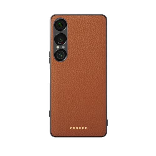 COGURE コグレ Xperia 1 VII ケース 本革 シュリンクカーフレザー 耐衝撃 シンプル おしゃれ ギフトボックス付き COPs-Xperia1VII キャラメルma d17550c4