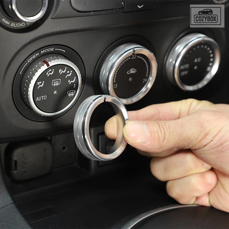 マツダ MX-5 NC 2009-2015 レッド/シルバー カーエアコン ボリューム調整ノブ カバー