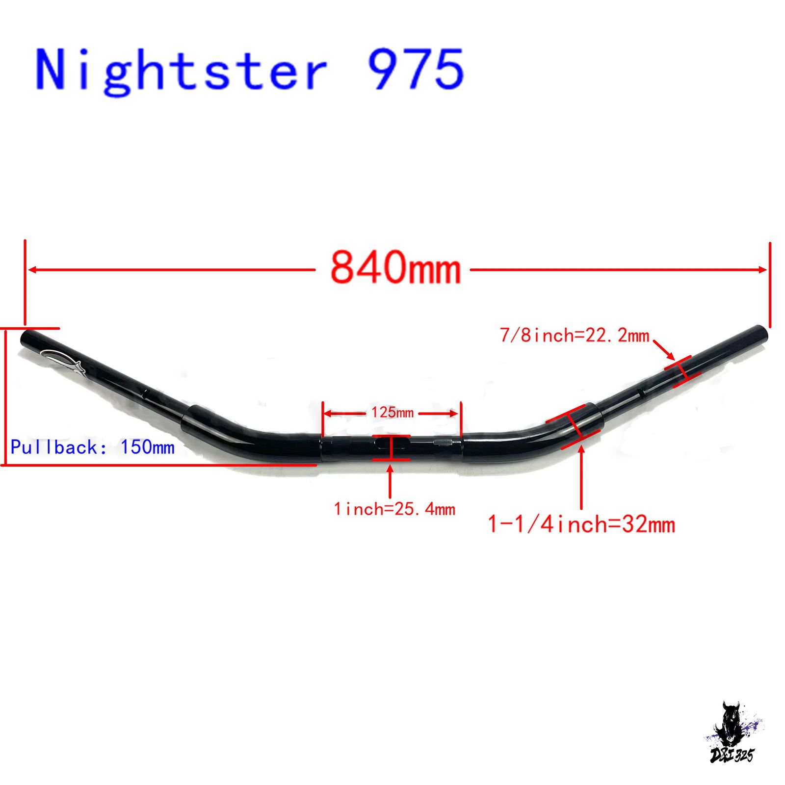ハーレー Sportster S 2021-2023 用 ハンドルバー 22mm 7/8インチ ゼロドラッグ黒