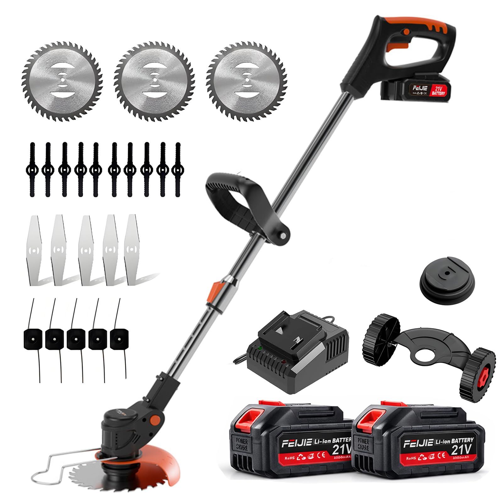 電動草刈り機 充電式 小型 マキタ18Vバッテリー対応可能 4000mAh大容量 バッテリー 2個搭載 人気 1800W 高出力モーター 高効率切断 草刈機 電動コードレス軽量 バッテリー式 伸縮 角度調整 雑草取り器具 日本語取扱説明書付き可用チップソーry