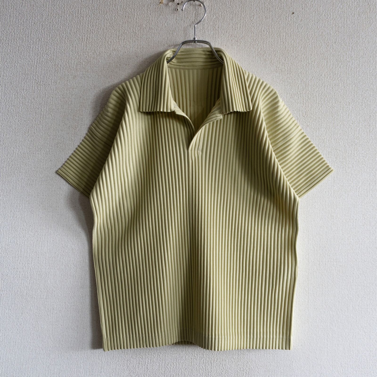 美品】 HOMME PLISSE ISSEY MIYAKE【プリーツ シャツ】2 イエロー