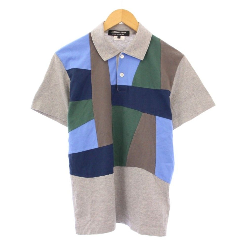 コムデギャルソンオムドゥ COMME des GARCONS HOMME DEUX AD2020 ポロシャツ 半袖 レギュラーカラー ハーフボタン スウェット ストレッチ S グレー /BB