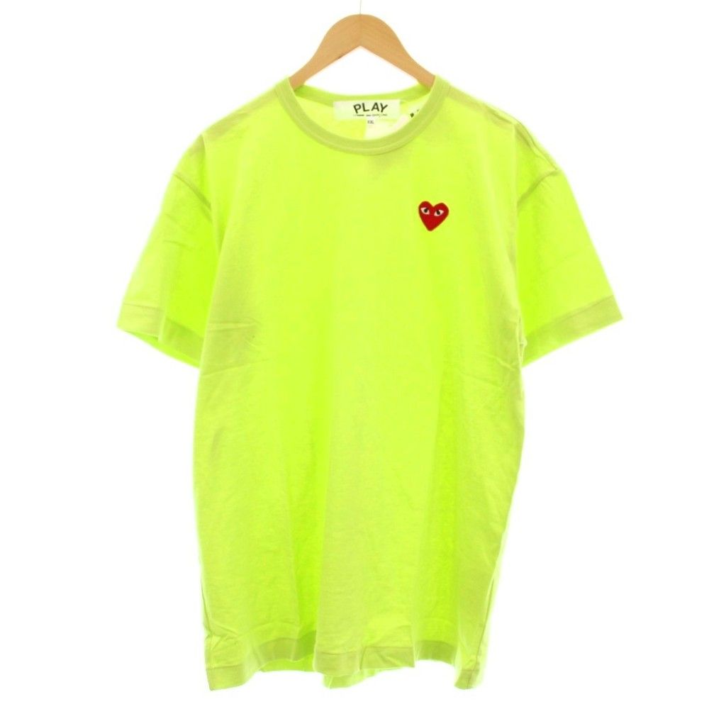 プレイコムデギャルソン PLAY COMME des GARCONS Tシャツ 半袖 ハート XXL 黄緑 ライムグリーン AZ-T272 AD2020 /☆G