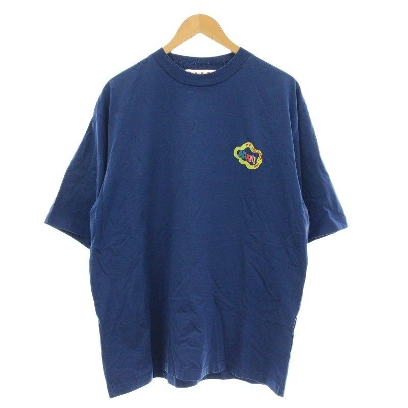 マルニ MARNI 23SS Tシャツ NO VACANCY INN ロゴ バックプリント 半袖 46 青 ブルー HUMU0223PC /☆G