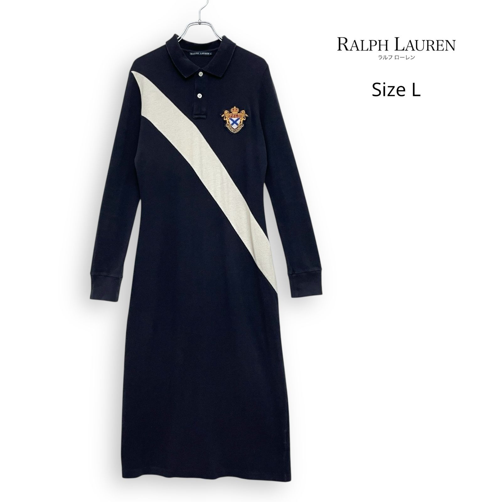 RALPH LAUREN ラルフローレン ポロシャツ ロング ワンピース ネイビー