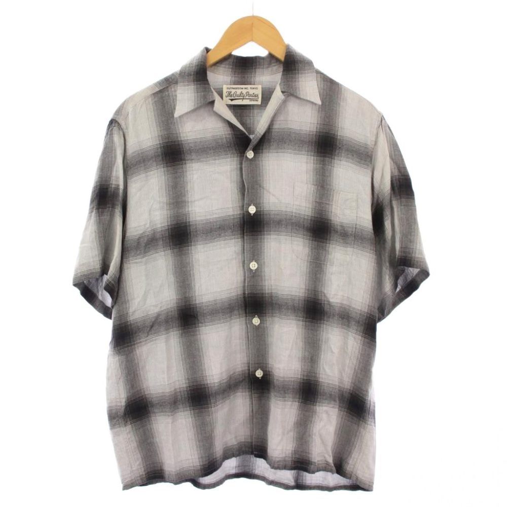 ワコマリア WACKO MARIA 23SS OMBRE CHECK OPEN COLLAR SHIRT オンブレチェックオープンカラーシャツ カジュアル 半袖 S グレー /BB