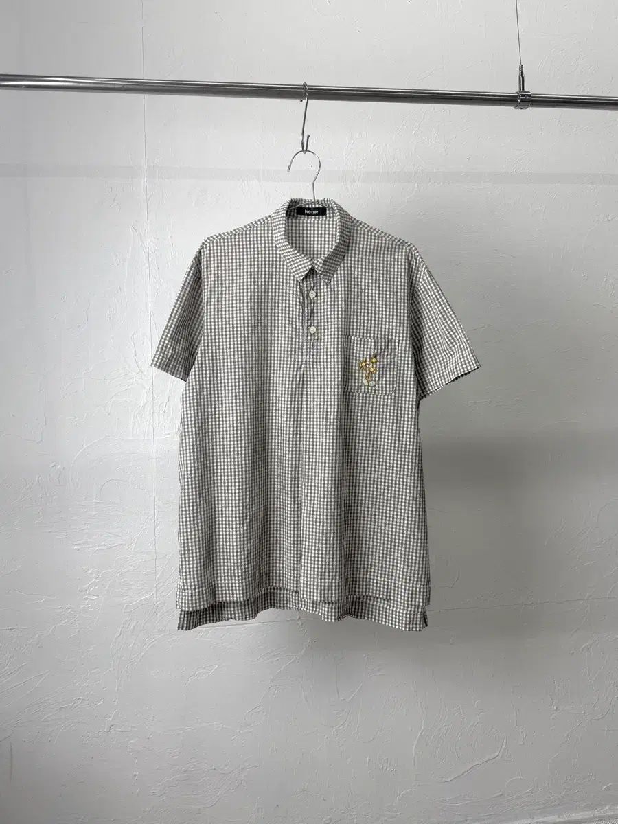 Ne net ギンガム CHECK ハーフ ボタン シャツ