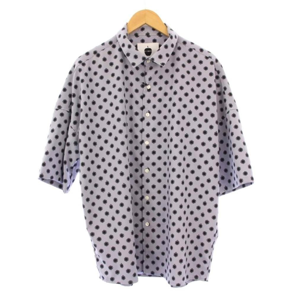 シャリーフ SHAREEF DOT PT S/S SHIRTS ドットプリントショートスリーブシャツ カジュアル 半袖 レギュラーカラー バイカラー 1 グレー 黒 ブラック タグ付き 23533008 /BB