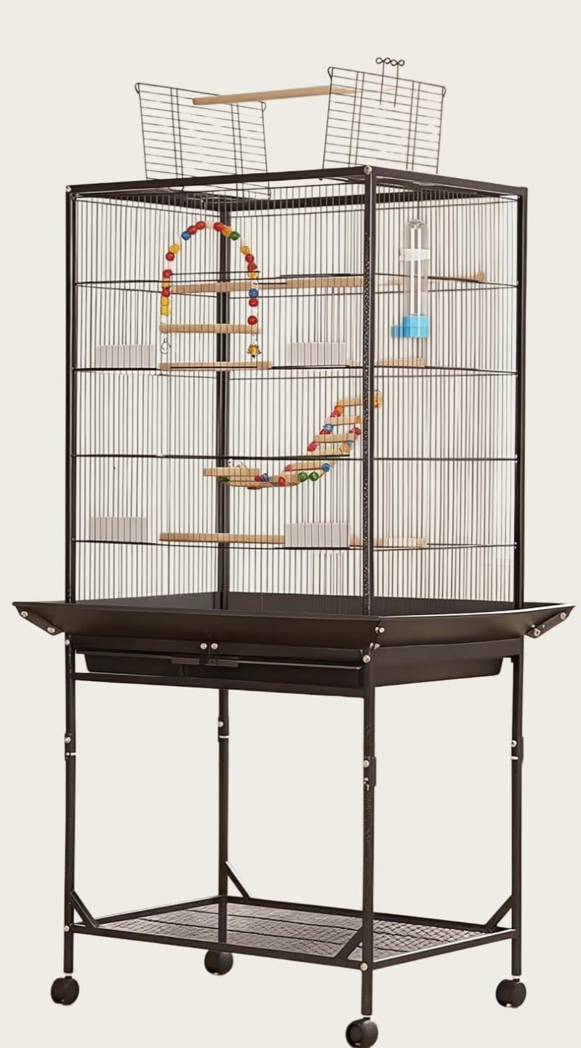 TUIYIDUO 鳥かご 大型 鳥 ケージ 幅61.5×奥行き43×高さ150cm インコ ケージ キャスター付き 移動便利 引き出し式トレイ 清掃簡単 餌容器と給水器付き 広々＆快適設計 複数羽飼い可能 各種鳥類対応 日本語取扱説明書付き