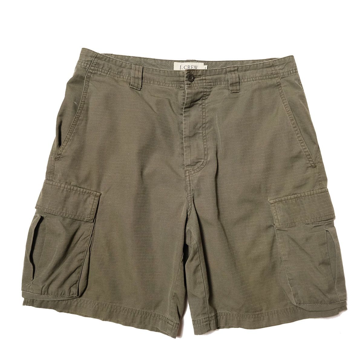 90's 00's Jクルー リップストップ コットン カーゴショーツ 濃緑系 (32) ODグリーン系 ショートパンツ 90年代 旧タグ オールド J.CREW アメリカ古着 USED ビンテージ ヴィンテージ