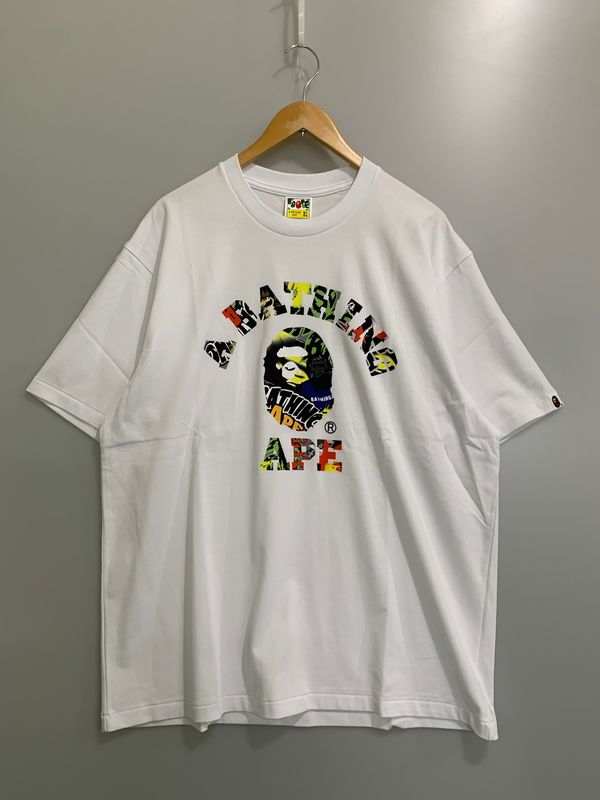 【中古品】 A BATHING APE アベイシング エイプ MULTI LOGO COLLEGE RELAXED FIT TEE マルチ ロゴ カレッジ リラックス フィット ティー メンズ 半袖 ティーシャツ 【142-260621-hu-15-min】