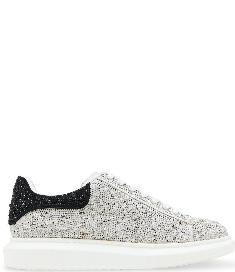 スティーブ マデン メンズ シューズ スニーカー Steve Madden Mens Icebox Rhinestone Embellished LowTop Sneakers Silver Mult