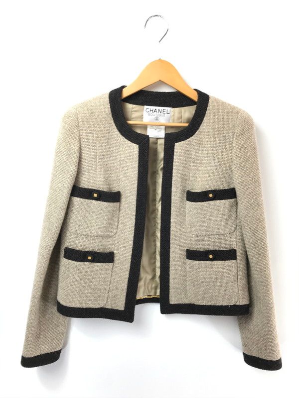 【中古品】 CHANEL BOUTIQUE シャネル ブティック 96A WOOL JACKET B0761 ウール ジャケット フランス製 ライトアウター 【183-260621-rt-06-tagh】