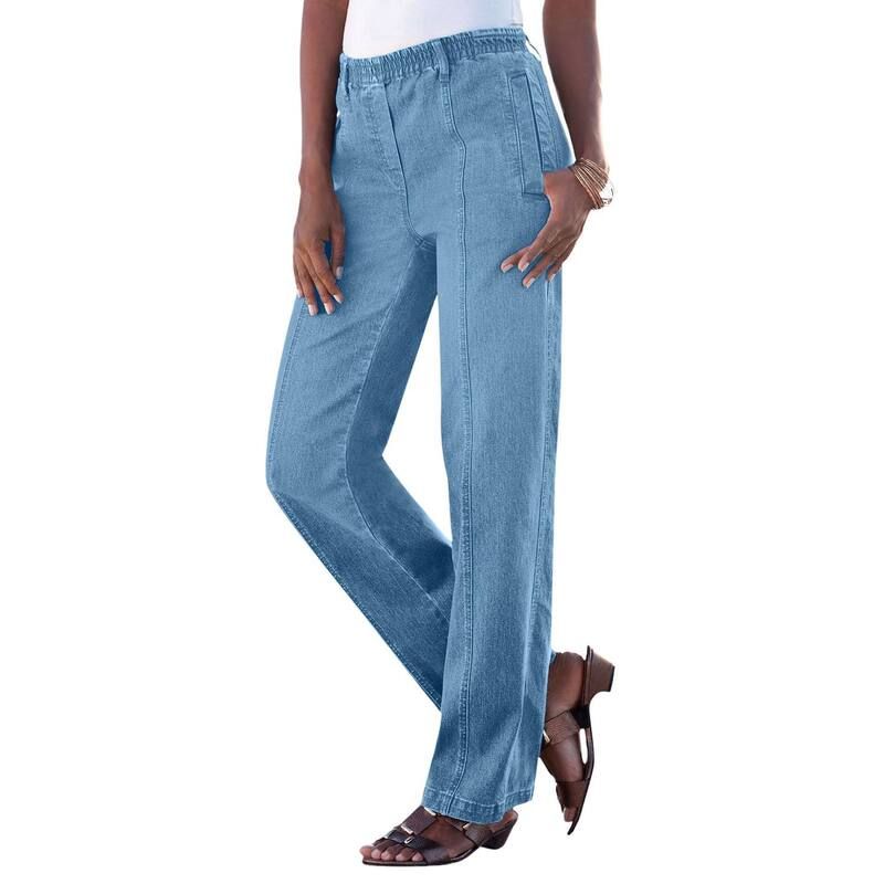 ロアマンズ レディース ボトムス デニムパンツ プラスサイズ コットン Roamans Womens Plusize Complete Cotton Seamed Jean Light Stonewa