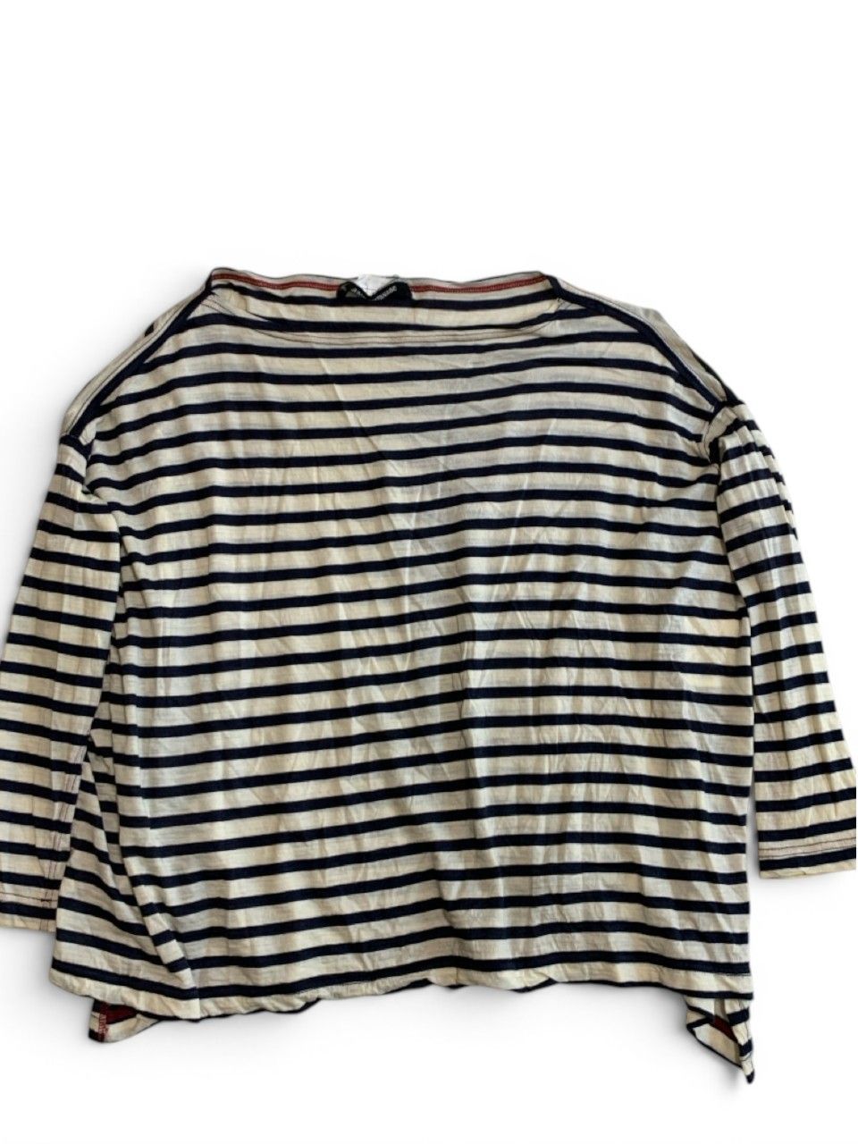 美品　JUNYA WATANABE　COMME des GARCONS ジュンヤワタナベ　コムデギャルソン　ロングTシャツ　カットソー　ロンT　ボーダー　ウール　ワイド　オーバーサイズ　JJ-T002　サイズS