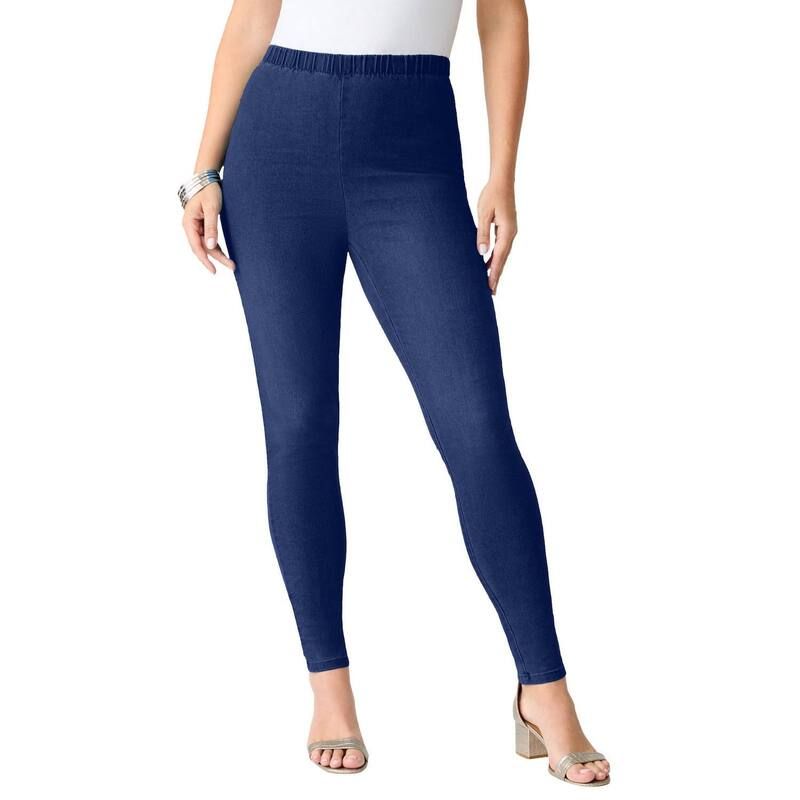 ロアマンズ レディース ボトムス デニムパンツ プラスサイズ Roamans Womens Plusize Comfort Stretch Slim Leg Jean Dark Wash Sanded